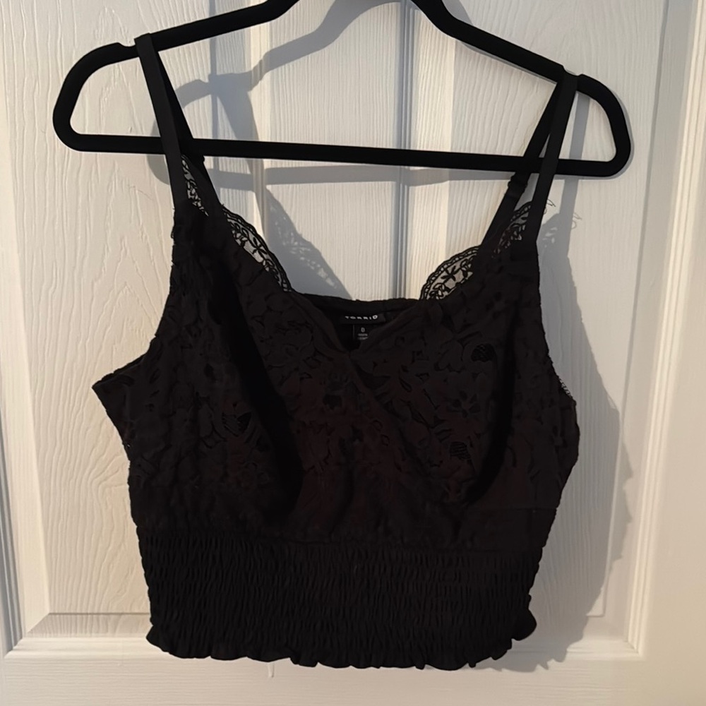 Torrid Black Floral Lace Top